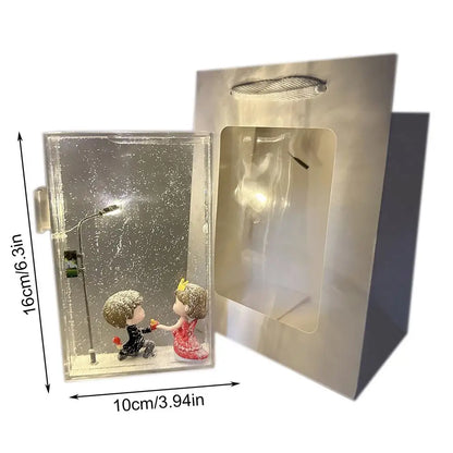 Snowy Night Street Lamp Christmas Lights Decorative Nightlight Holiday Night Lights Snow Scene Couple Landscape Handmade Desk