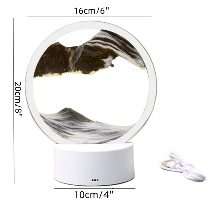 Color LED Flowing Sand Painting Table Lamp 3D Moving Sand Art Picture round Glass Hourglass Night Light Bedside Lamp Home Decor